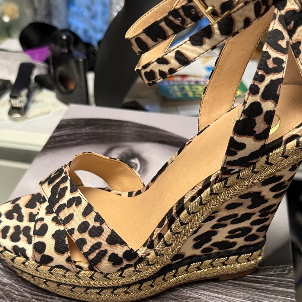 JLo Leopard Print Wedge Sandals